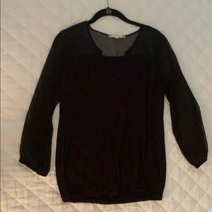 Black blouse with sheer sleeves